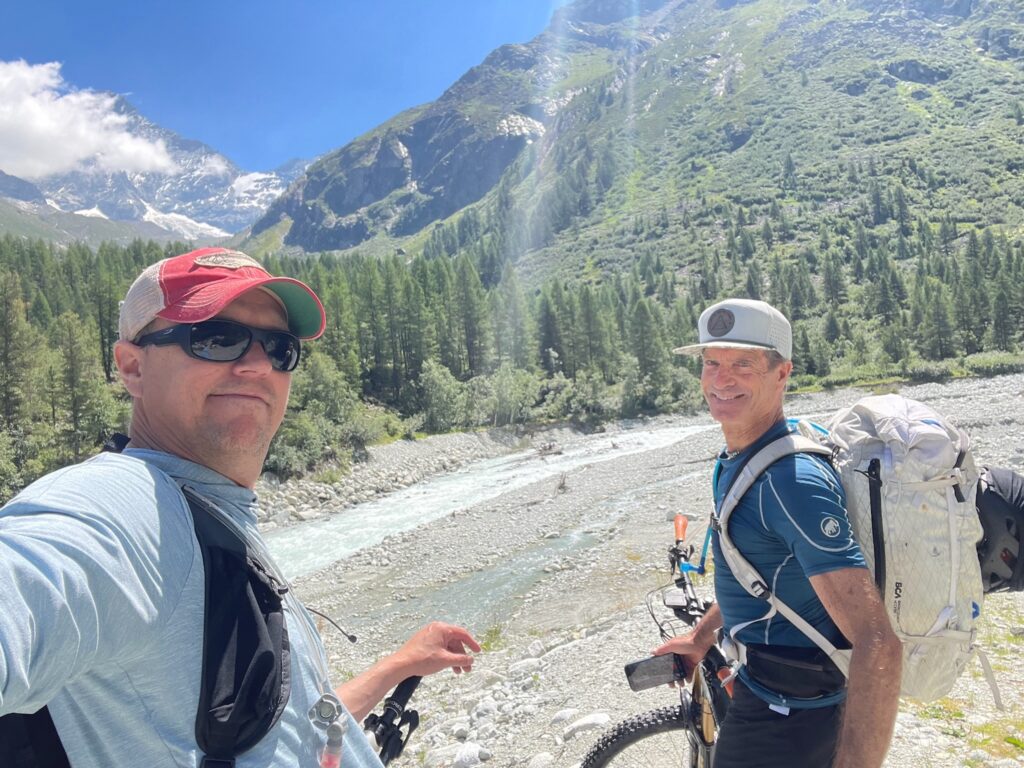 We started the hike to the hut on e-bikes. So nice to have for what would have been a 15 hr day returning to the valley the next day!