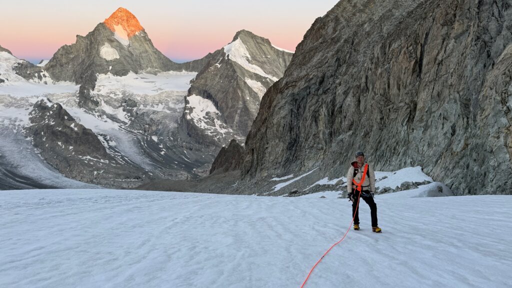 Early morning with the Dent Blanche lighting up.
