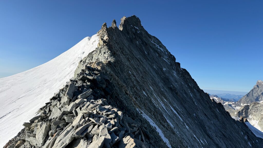 View of the 1st and 3rd Gendarmes with the Rasoir between and the final La Bosse!